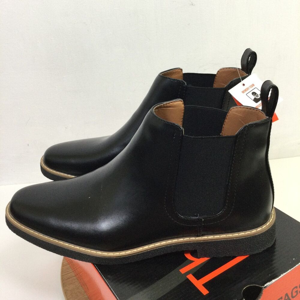 Deer Stags Mens Rockland Chelsea Boots Pull-On Leather Black Size 13M NWB